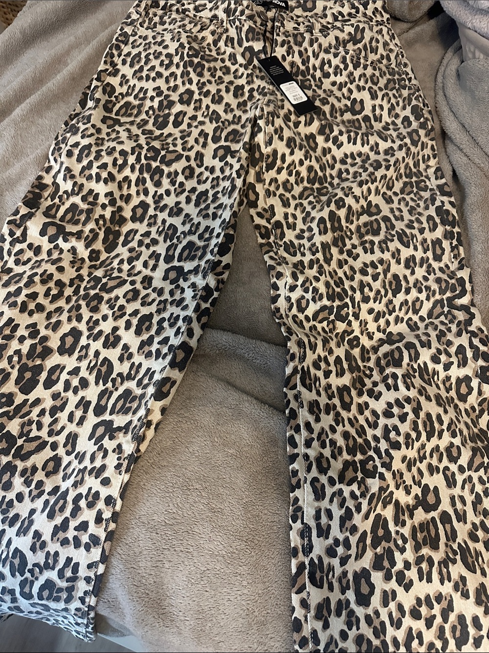 Fashion Nova Beige and Black Leopard Print Wide Leg Pants